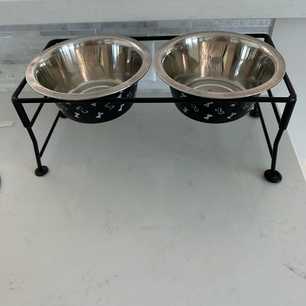 Stainless Steel Double Pet Bowl with Stand